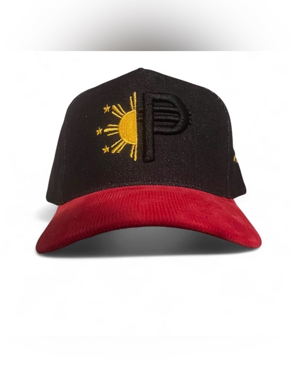 Brand New Eazy La Black denim & Red corduroy Baseball Cap with Sun 'P' Logo
